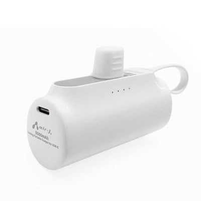 直挿しタイプ PD20W対応 Type-C 横型モバイルバッテリー+Type-C1ポート 5000mAh(ホワイト) AIR-J(エアージェイ) MB-T5000PDWH