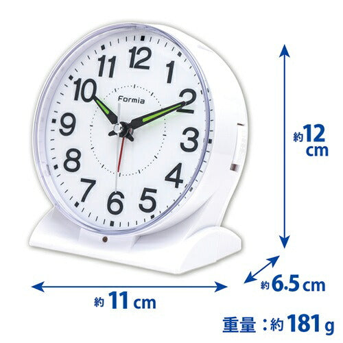 目覚まし時計 連続秒針 ホワイト 保土ヶ谷電子販売 HT-A031W-WH