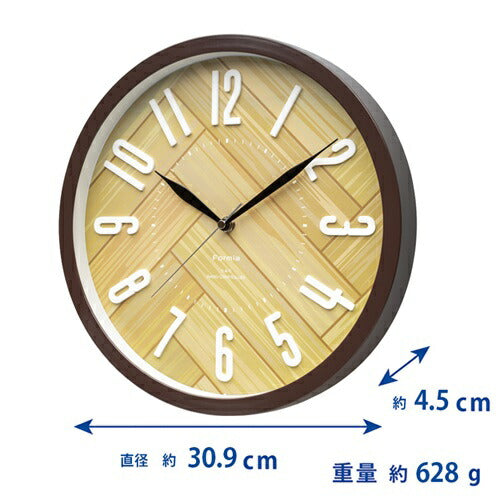 インテリア掛時計 ステップ秒針 ブラウン 保土ヶ谷電子販売 HIC-008RC-BR