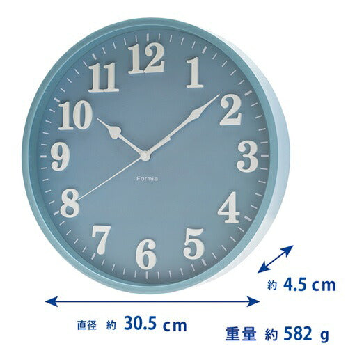 インテリア掛時計 連続秒針 ブルー 保土ヶ谷電子販売 HIC-012W-BU