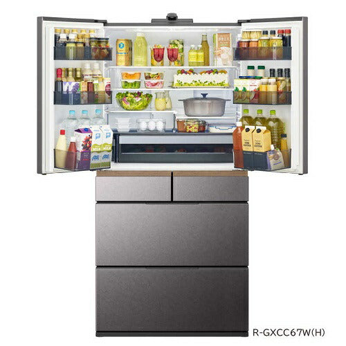 冷蔵庫 まんなか冷凍 GXCCタイプ バイブレーションモーブグレー 観音開き 内容量:670リットル 日立 R-GXCC67W H