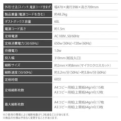 IRIS OHYAMA アイリスオーヤマ 電動シュレッダー OF317M ホワイト A3 60L