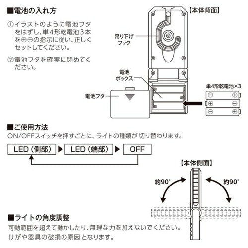 オーム電機 多目的作業ライト 120ルーメン 吊り下げフック付 SL-W150R6C