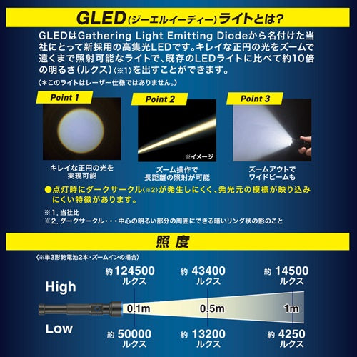 GLEDライト 単3電池式 250ルーメン オーム電機 LHA-P25A5