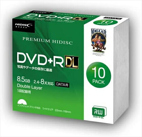 磁気研究所 HIDISC データ用 DVD+R DL 片面2層 8.5GB 8倍速対応 1回データ記録用 インクジェットプリンタ対応 10枚 スリムケース入り HDVD+R85HP10SC