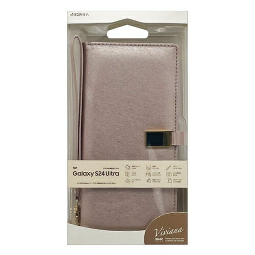Galaxy S24 Ultra用 手帳型 viviana ミラー付き レディース ハンドストラップ付き マグネット式 ピンク ラスタバナナ 7851GS24UBVILPK