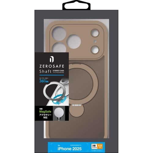 iPhone17 Pro Max ケース カバー ハイブリッド ZEROSAFE Shaft MagSafe対応 マグネット充電 耐衝撃 MIL TPUバンパーケース リング付き 落下防止 ワイヤレス充電 フロストベージュ ラスタバナナ 9153IP5DZSFBE