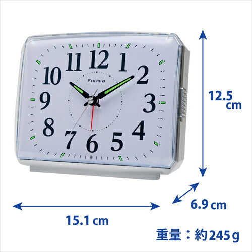 保土ヶ谷電子販売 フォルミア Formia 目覚まし時計 HT-A023W-WH 置時計 ホワイト アナログ