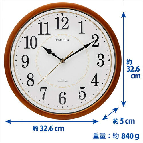 保土ヶ谷電子販売 フォルミア Formia 掛時計 電波掛時計 HWC-013RC ブラウン アナログ