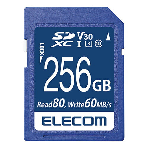 エレコム SDXCカード/データ復旧サービス付/ビデオスピードクラス対応/UHS-I U3 80MB/s 256GB MF-FS256GU13V3R