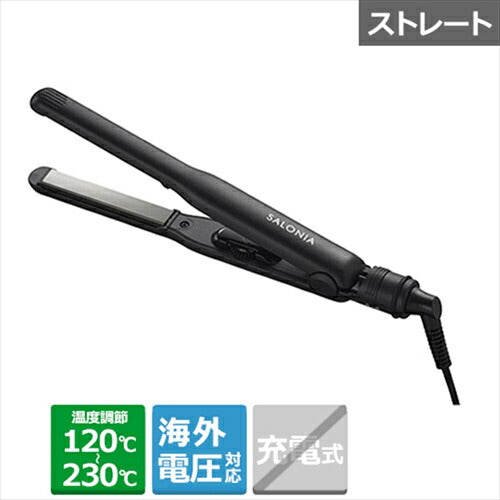 サロニア SL-004-S15MM ダブルイオンストレート ヘア-アイロン ブラック 15mm