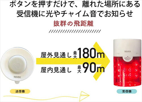 リーベックス Revex ワイヤレス チャイム XPNシリーズ 送受信機セット 防水型押しボタン 増設用 防雨仕様受信機 大音量 激しい光 警告・警報表示 受信チャイム 防犯 病院 介護 XPN4010A 防犯防災用品