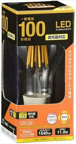 オーム電機 LED電球 フィラメント 一般電球 LDA10L/D C6 E26 100形相当 調光器対応 電球色