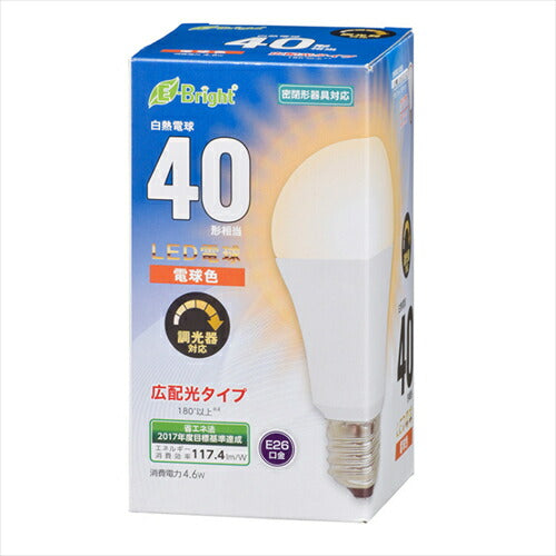 OHM オーム電機 LED電球 E26 40形相当 広配光 密閉器具・調光器対応 電球色 LDA5L-G D AS20 06-3617