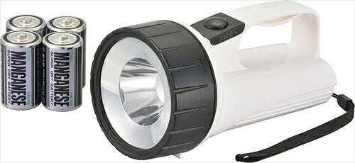 オーム電機 懐中電灯 LED強力ライト 防滴タイプ 屋外対応 単1形乾電池4本付 60ルーメン ホワイト 白 E-5 08-1505 OHM 灯器