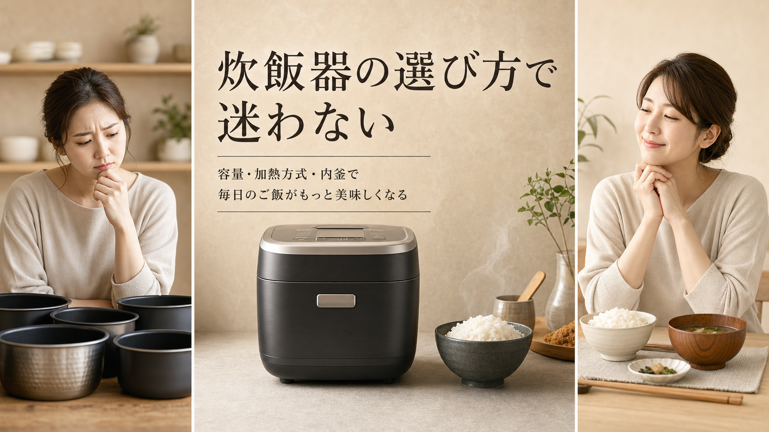 炊飯器の選び方で迷わない｜容量・加熱方式・内釜で毎日のご飯がもっと美味しくなる