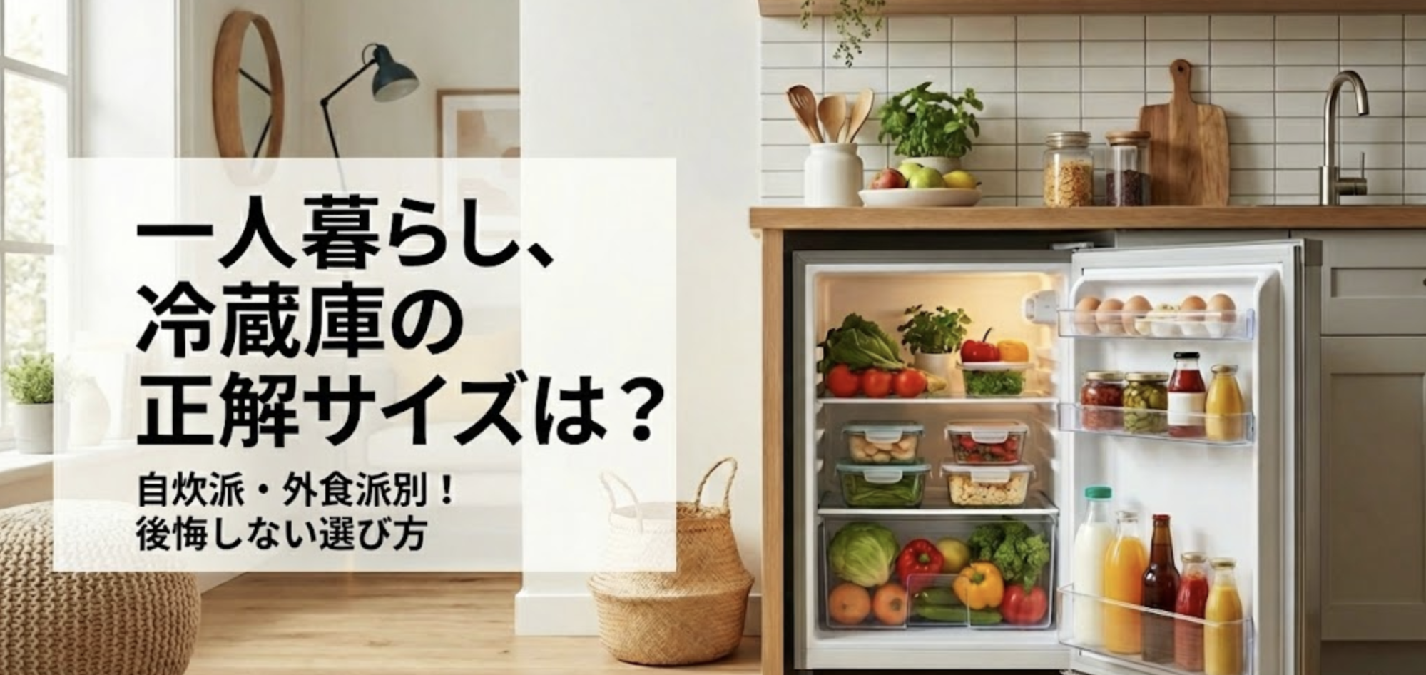 一人暮らしの冷蔵庫は何リットルが正解？自炊派・外食派別の目安サイズと選び方
