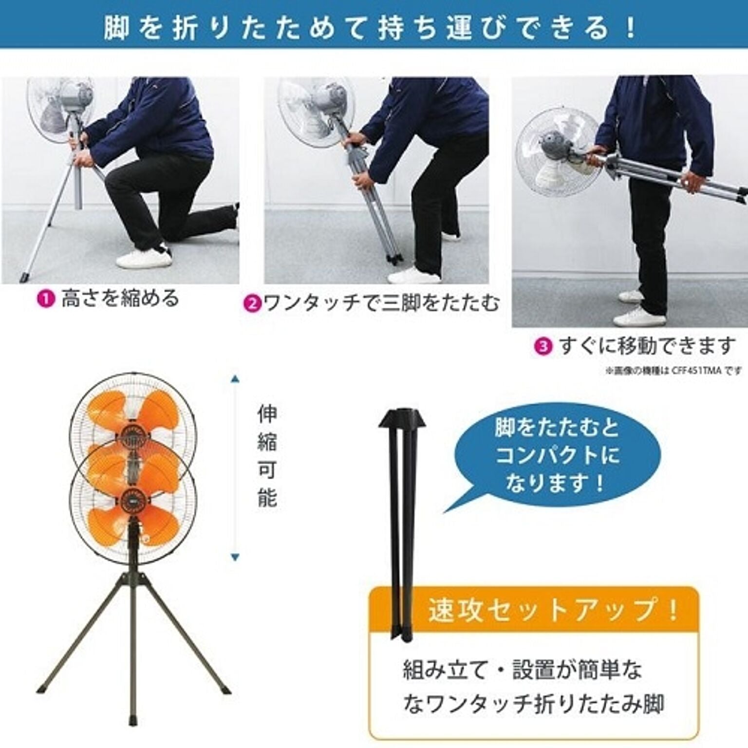 工業扇 43.5cm 樹脂羽根 三脚型 広電 CFF435TPA