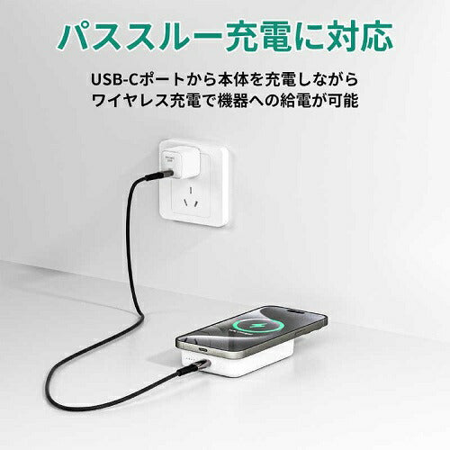 モバイルバッテリー MagLink 10000mAh マグネット式ワイヤレス充電機能 折りたたみスタンド ホワイト AUKEY PB-ML01-WT