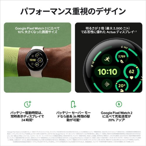 Pixel Watch 3 45mm Matte Black アルミケース / Obsidian アクティブバンド (WiFi) スマートウォッチ グーグル GA05785-US