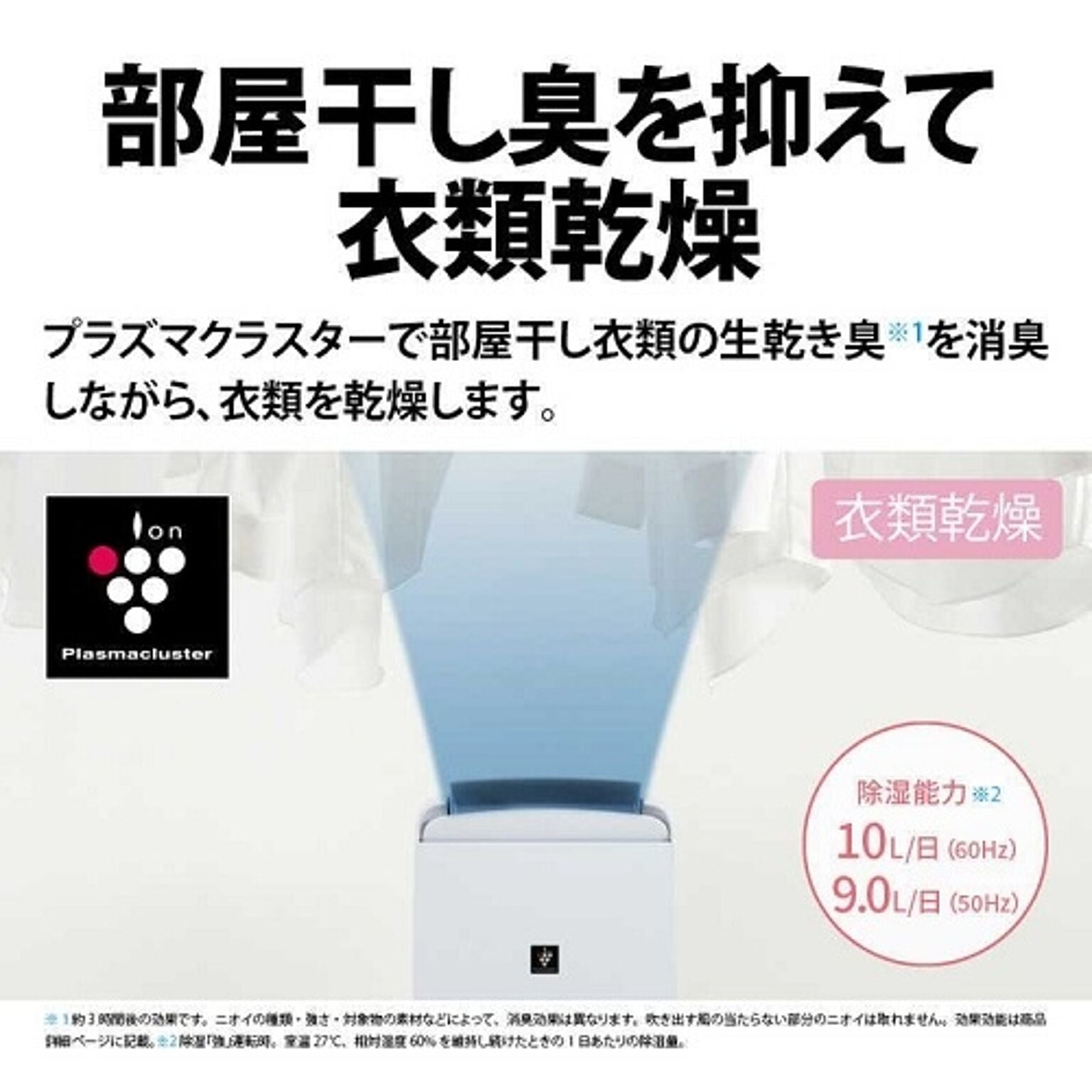 冷風・衣類乾燥除湿機 ［コンプレッサー方式 /木造13畳まで /鉄筋25畳まで］ ホワイト系 プラズマクラスター シャープ CM-S100-W