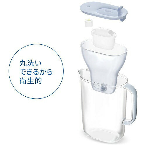 ポット型浄水器 「リクエリ」 ろ過水容量：1.15L(全容量：2.2L)マクストロラプロ ピュアパフォーマンス浄水カートリッジ2個付き ブリタ KBLQCW2M