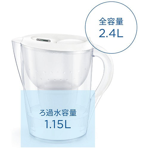 ポット型浄水器 「マレーラ」 ろ過水容量：1.15L(全容量：2.4L)マクストロラプロ ピュアパフォーマンス浄水カートリッジ×1個 ブリタ KBMLCW1M