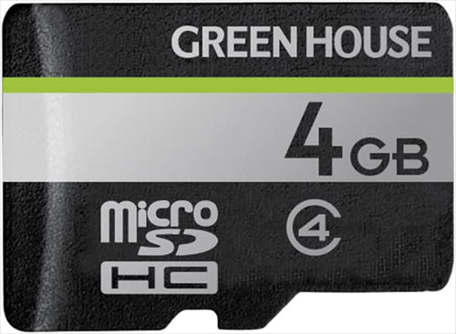 GREEN HOUSE グリーンハウス マイクロSDカード microSDHC 4GB 4ギガ SD変換アダプタ付き ケース付き GH－SDM－D4G