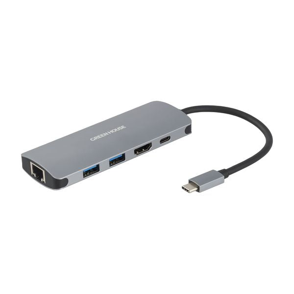 USB Type-Cドッキングステーション 有線LANポート グリーンハウス GH-MHC5A-SV