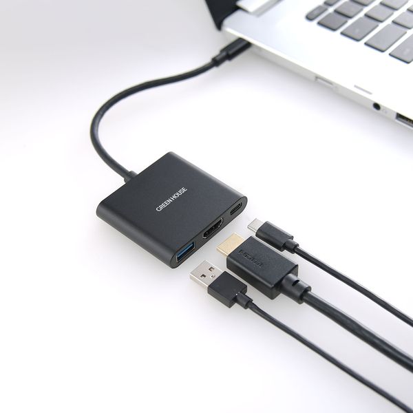 USB Type-C ドッキングステーション ブラック グリーンハウス GH-MHC3A-BK