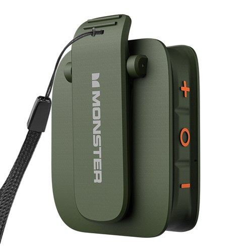 MONSTER ポータブルスピーカー Bluetooth 防水 IPX5 小型 高音質 ワイヤレススピーカー ハンズフリー通話 ステレオペア対応 ATOMIC BLASTER MICRO MS62106 GR グリーン