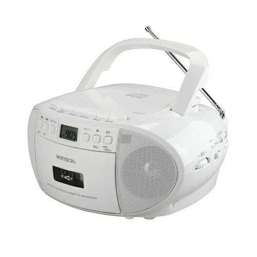 WINTECH ウィンテック ポータブルCDラジカセ CDR-YS2 ワイドFM カセット録音再生 AC乾電池対応