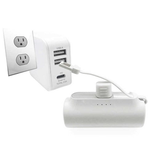 直挿しタイプ PD20W対応 Type-C 横型モバイルバッテリー＋Type-C1ポート 5000mAh（ホワイト） AIR-J（エアージェイ） MB-T5000PDWH