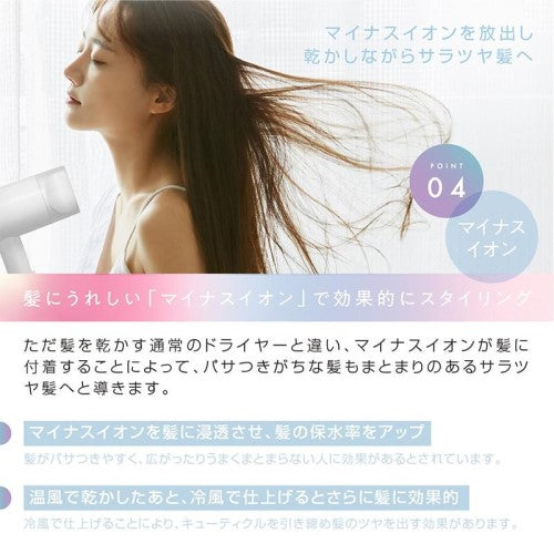 マイナスイオン ヘアドライヤー ストームドライ 大風量 省エネ 700W シンプル コンパクト ホワイト系 マクロス MEBL-163
