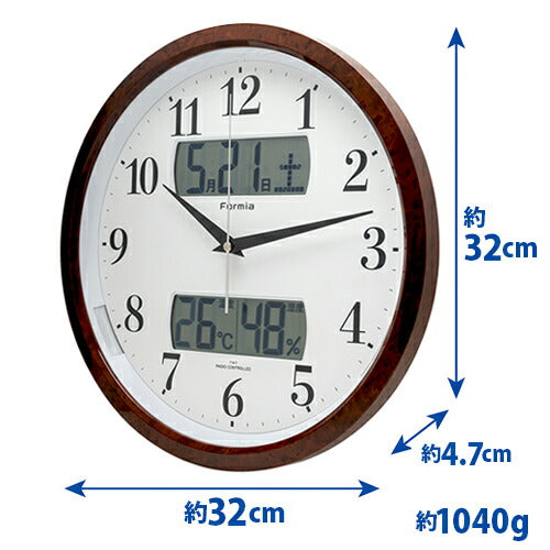 電波掛時計 ブラウン 保土ヶ谷電子販売 HWC-016W-BR