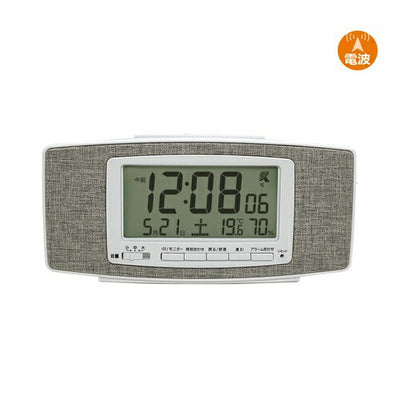 電波デジタル時計 ホワイト 素材：ABS/布 保土ヶ谷電子販売 HT-033RC