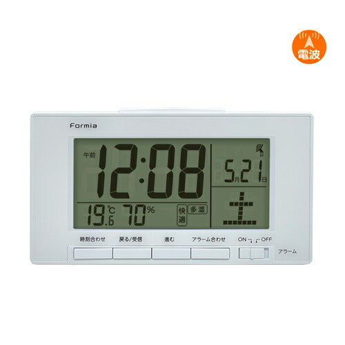 電波デジタル時計 ホワイト 素材：ABS/アクリル 保土ヶ谷電子販売 HT-034RC