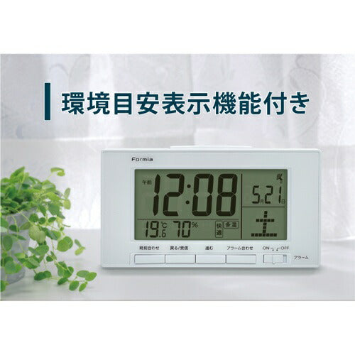 電波デジタル時計 ホワイト 素材：ABS/アクリル 保土ヶ谷電子販売 HT-034RC