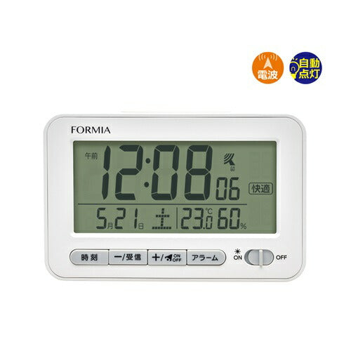 電波デジタル時計 ホワイト 素材：ABS/ガラス 保土ヶ谷電子販売 HT-039RC