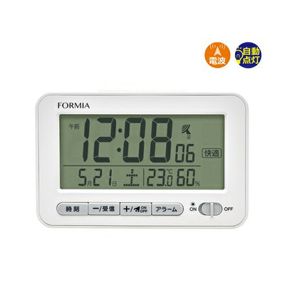 電波デジタル時計 ホワイト 素材：ABS/ガラス 保土ヶ谷電子販売 HT-039RC