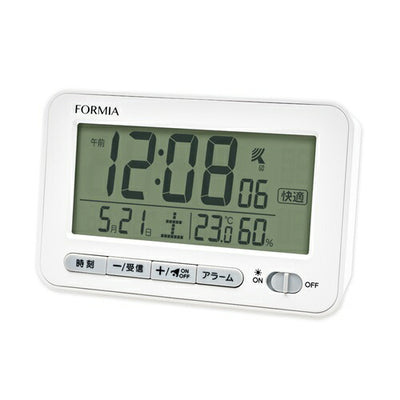 電波デジタル時計 ホワイト 素材：ABS/ガラス 保土ヶ谷電子販売 HT-039RC