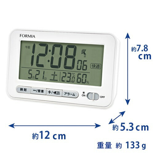 電波デジタル時計 ホワイト 素材：ABS/ガラス 保土ヶ谷電子販売 HT-039RC