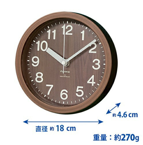 インテリア掛時計 ステップ秒針 ブラウン 保土ヶ谷電子販売 HIC-007RC-BR