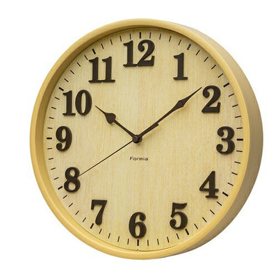 インテリア掛時計 連続秒針 立体文字盤 ナチュラル色 保土ヶ谷電子販売 HIC-012W-N