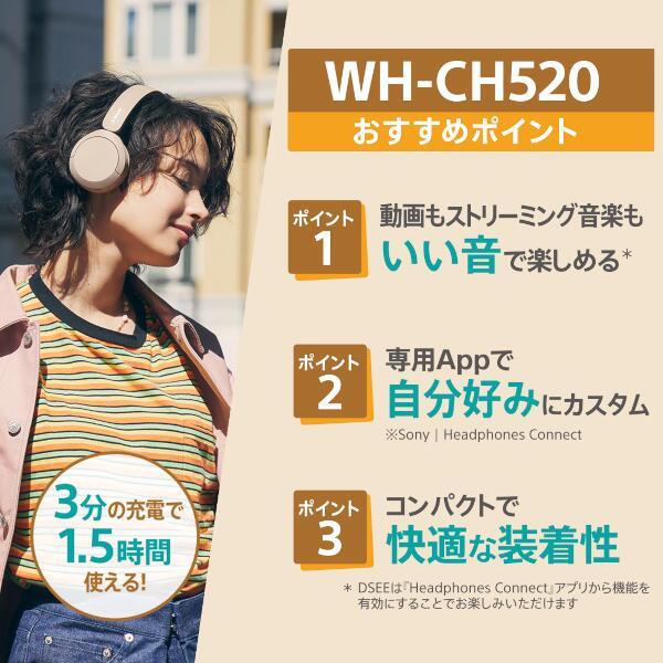 ブルートゥースヘッドホン ブラック ソニー WH-CH520 BZ