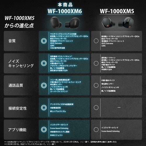 ソニー SONY 完全ワイヤレスイヤホン WF-1000XM6 BZ ブラック