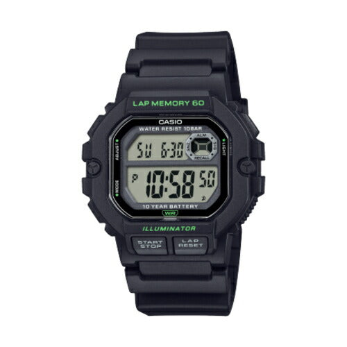 デジタル腕時計 CASIO Collection SPORTS ランナー向けウオッチ 10気圧防水 メンズ ブラック系 カシオ WS-1400H-1AJF