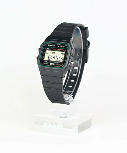 デジタル腕時計 CASIO Collection STANDARD 生活防水 メンズ ブラックベース グリーン カシオ F-91W-3JH