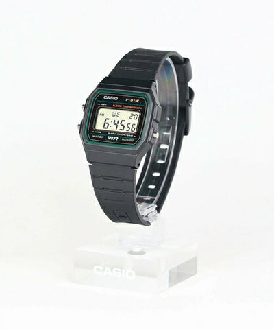 デジタル腕時計 CASIO Collection STANDARD 生活防水 メンズ ブラックベース グリーン カシオ F-91W-3JH