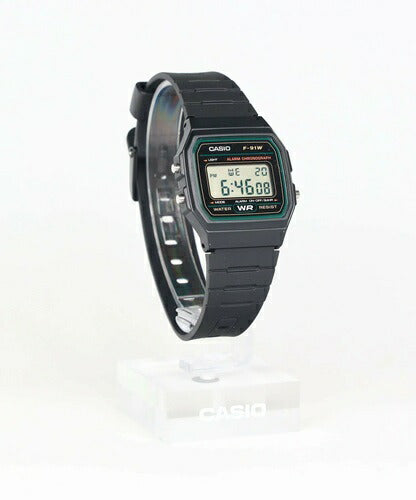 デジタル腕時計 CASIO Collection STANDARD 生活防水 メンズ ブラックベース グリーン カシオ F-91W-3JH